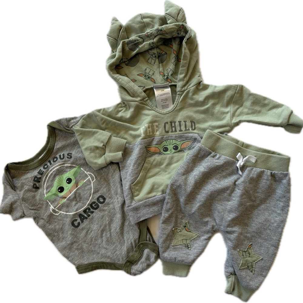 Star Wars baby boy Matching Set bundle lot - hoodie, bodysuit, jogger pants 3-6m